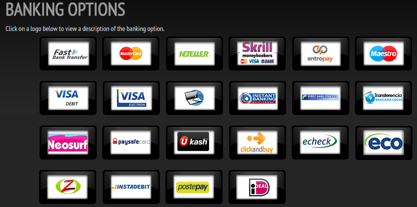 Banking Options at Jackpot City